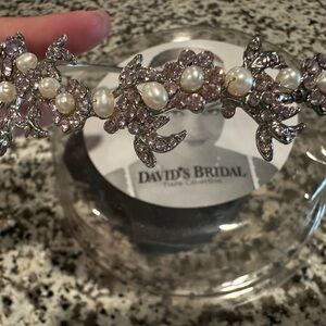 David's Bridal Silver and Pearl Tiara